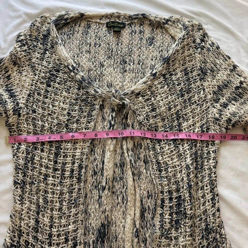 Vintage Y2K Cartise Knit Cardigan Tie Front Open Sweater Blue Fall‎ Outerwear L